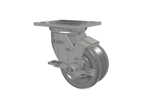 Albion 16VG04201SFBA 4" x 2" Cast Iron Side Lock Caster – 4" x 4.5" Plate