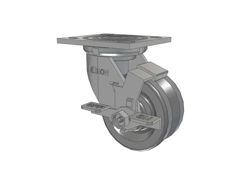 Albion Casters USA-Rig 4" x 2" Cast Iron V-Groove Wheel Side-Lock Caster with 4" x 4.5" Plate - Heavy-Duty Mobility Solution for Industrial Applications Albion-Casters