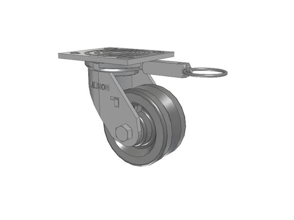 Albion Casters USA-Rig 4" x 2" Cast Iron V-Groove Wheel Caster with Swivel Lock - Heavy-Duty 4" x 4.5" Plate for Enhanced Mobility and Stability Albion-Casters