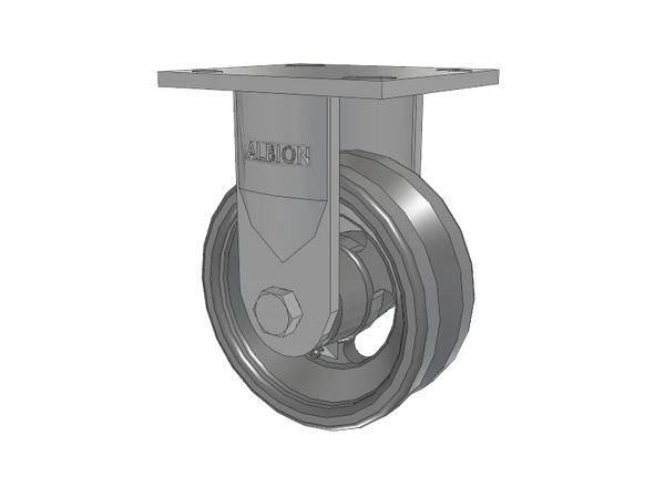 Albion Casters 5"x2" USA-Rig Rigid Caster with V-Groove Cast Iron Wheel - High-Durability Industrial Caster for Heavy-Duty Applications - Model 16VG05201R Albion-Casters