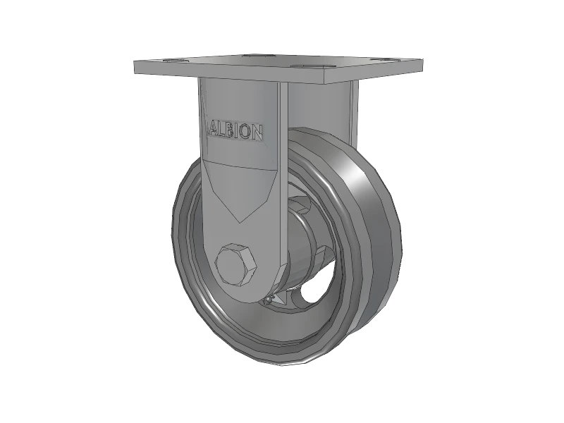 Albion Casters 5"x2" USA-Rig Rigid Caster with V-Groove Cast Iron Wheel - High-Durability Industrial Caster for Heavy-Duty Applications - Model 16VG05201R Albion-Casters