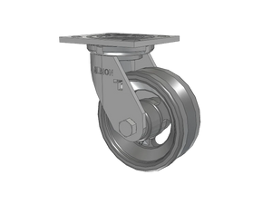 Albion 16VG05201S 5"x2" V-Groove Cast Iron Swivel Caster – 4"x4-1/2" Plate