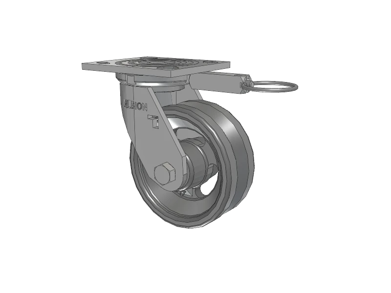 Albion Casters USA-Rig 5" x 2" Cast Iron V-Groove Wheel Caster with Swivel Lock and 4" x 4.5" Plate - Heavy-Duty Industrial Solution for Smooth Mobility Albion-Casters