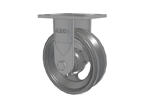 Albion Casters 6x2 USA-Rig Rigid Caster with V-Groove Cast Iron Wheel – Heavy-Duty Industrial Caster, Model 16VG06201R Albion-Casters