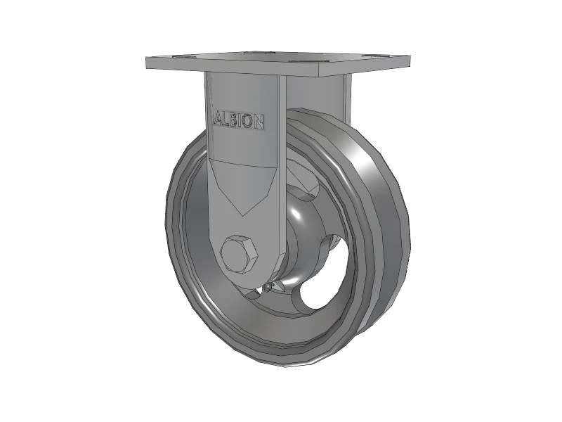 Albion Casters 6x2 USA-Rig Rigid Caster with V-Groove Cast Iron Wheel – Heavy-Duty Industrial Caster, Model 16VG06201R Albion-Casters