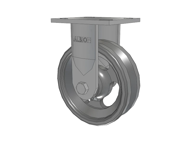 Albion Casters 6"x2" USA-Rig Rigid Caster with V-Groove Cast Iron Wheel - 7.5" Height, Heavy-Duty, Model 16VG06201RHR60 Albion-Casters