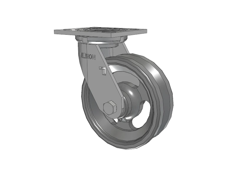 Albion Casters 6"x2" USA-Rig Swivel Caster with V-Groove Cast Iron Wheel – 7.5" High, Heavy-Duty Model 16VG06201SHS60 for Industrial Applications Albion-Casters