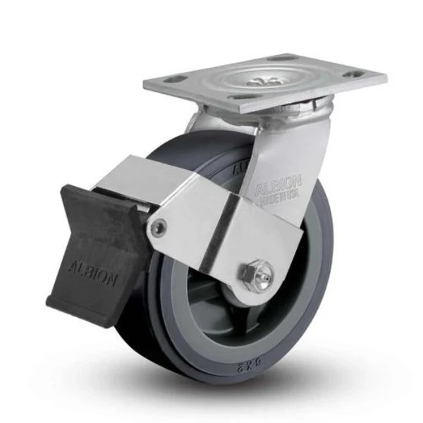 4" x 2" USA-Rig Top Locking Caster with Floor Protective TPU Wheel, Heavy-Duty Performance, 4" x 4-1/2" Top Plate - Model 16XA04201SFBE Albion-Casters