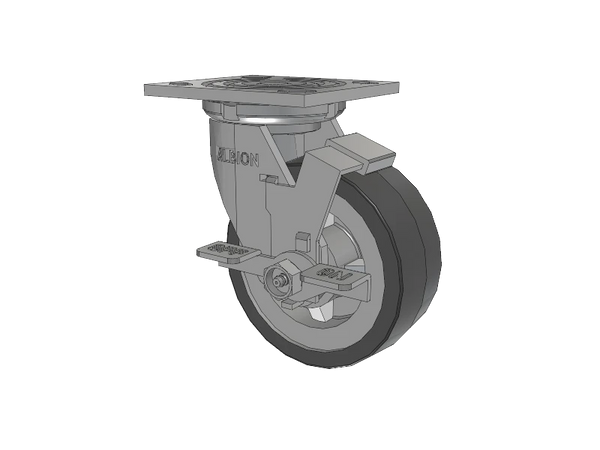 Albion Casters 5" x 2" USA-Rig Side Locking Caster with Floor Protective TPU Wheel and 4" x 4-1/2" Top Plate - Heavy-Duty Industrial Caster 16XA05201SFBA Albion-Casters