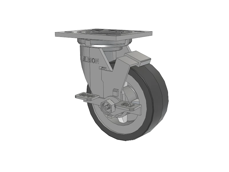 Albion Casters 5" x 2" USA-Rig Side Locking Caster with Floor Protective TPU Wheel and 4" x 4-1/2" Top Plate - Heavy-Duty Industrial Caster 16XA05201SFBA Albion-Casters
