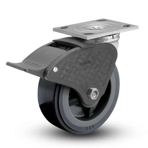 Albion Casters 5" x 2" USA-Rig Top Total Lock Caster with Floor Protective TPU Wheel and 4" x 4.5" Plate - 16XA05201ST | Durable Industrial Caster for Secure Positioning Albion-Casters