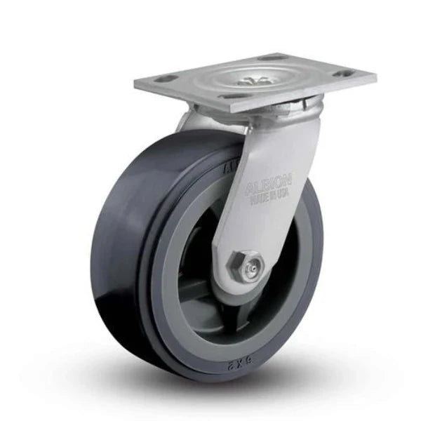 Albion Casters 6" x 2" Swivel Caster - USA-Rig 7.5" High with Floor Protective TPU Wheel and 4" x 4-1/2" Top Plate - 16XA06201SHS60 Albion-Casters