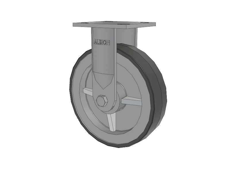 Albion Casters 8" x 2" Rigid Caster with Floor Protective TPU Wheel, 4" x 4-1/2" Top Plate - Heavy-Duty Industrial Caster 16XA08201R Albion-Casters