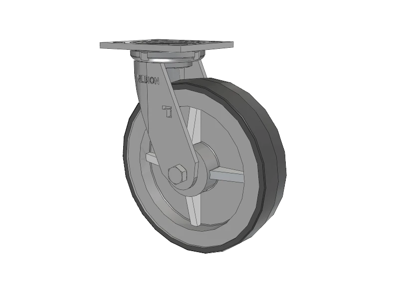 Albion Casters 8" x 2" USA-Rig Swivel Caster with Floor Protective TPU Wheel - 4" x 4-1/2" Top Plate - Model 16XA08201S Albion-Casters