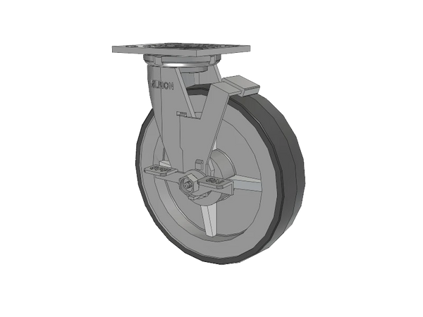 Albion Casters 8" x 2" USA-Rig Side Locking Caster with Floor Protective TPU Wheel, 4" x 4.5" Top Plate - Model 16XA08201SFBA Albion-Casters