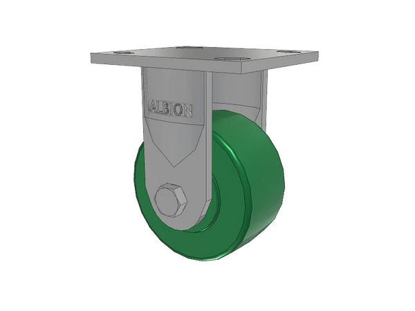 Albion Casters 4" x 2" Rigid Caster - USA-Made with Solid Polyurethane Wheel, 4" x 4.5" Top Plate - Model 16XI04202R for Industrial Use Albion-Casters