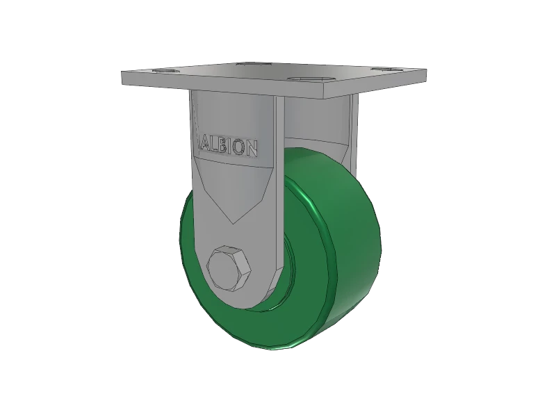 Albion Casters 4" x 2" Rigid Caster - USA-Made with Solid Polyurethane Wheel, 4" x 4.5" Top Plate - Model 16XI04202R for Industrial Use Albion-Casters