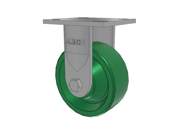 Albion Casters 5" x 2" USA-Made Rigid Caster with Solid Polyurethane Wheel and 4" x 4-1/2" Top Plate - Heavy Duty Industrial Performance Albion-Casters