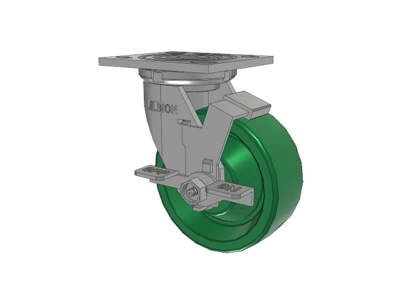 Albion Casters 5" x 2" USA-Made Side Locking Caster with Solid Polyurethane Wheel and 4" x 4.5" Top Plate - 16XI05202SFBA | Industrial Heavy-Duty Caster for Secure Positioning and Durability Albion-Casters