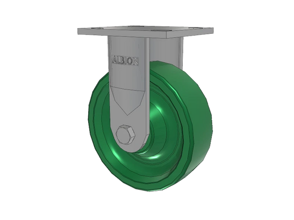 Albion Casters 6" x 2" USA-Made Rigid Caster with Solid Polyurethane Wheel & 4" x 4.5" Top Plate - Heavy-Duty 7.5" High Performance - Model 16XI06202RHR60 Albion-Casters
