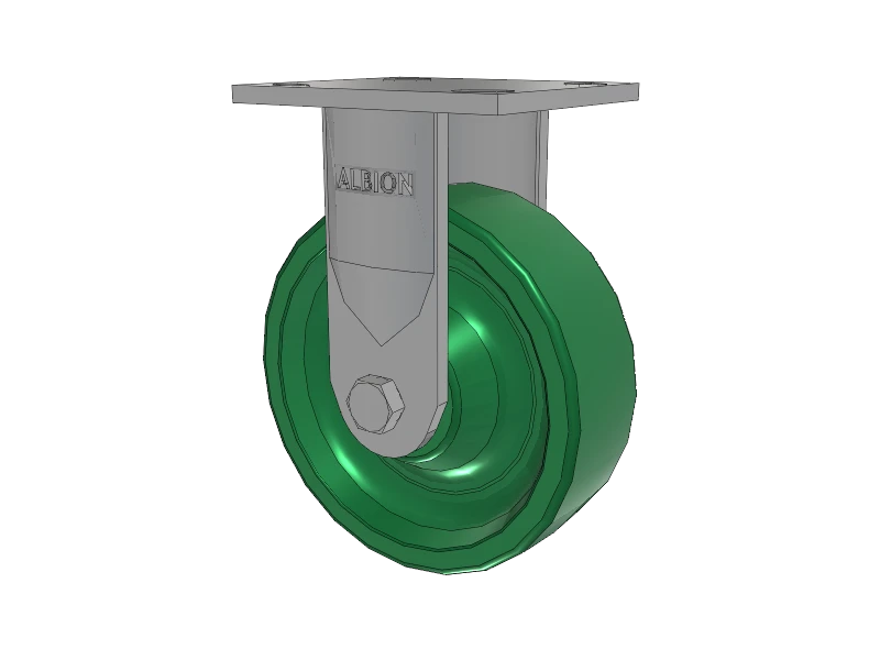 Albion Casters 6" x 2" USA-Made Rigid Caster with Solid Polyurethane Wheel & 4" x 4.5" Top Plate - Heavy-Duty 7.5" High Performance - Model 16XI06202RHR60 Albion-Casters