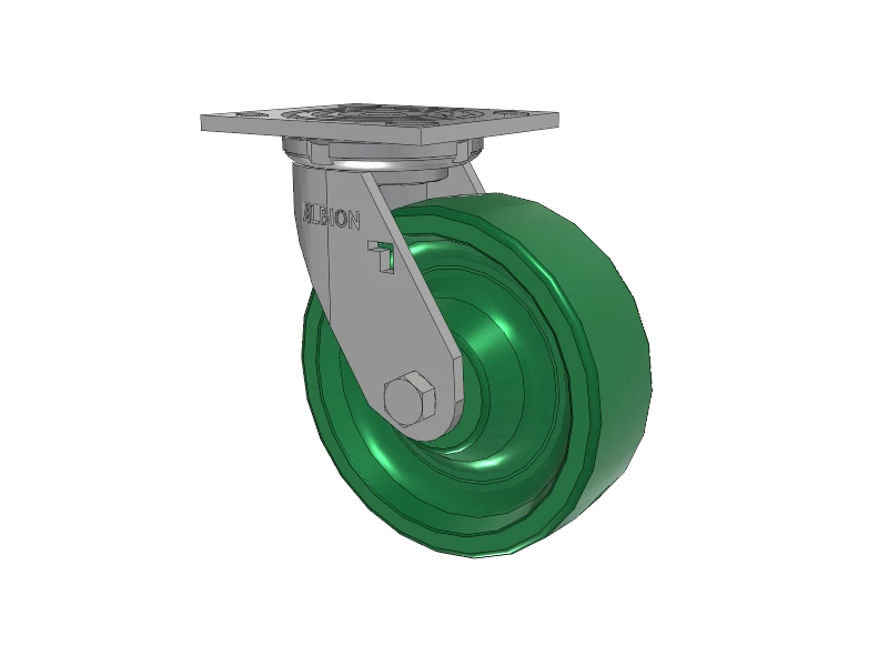 Albion Casters 6x2 USA-Made Swivel Caster with Solid Polyurethane Wheel & 4x4.5 Top Plate - High-Durability, Smooth Operation, Industrial Caster - Model 16XI06202S Albion-Casters