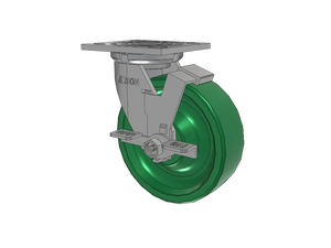 Albion 16XI06202SFBA 6" x 2" Polyurethane Side Lock Caster – 4" x 4-1/2" Plate