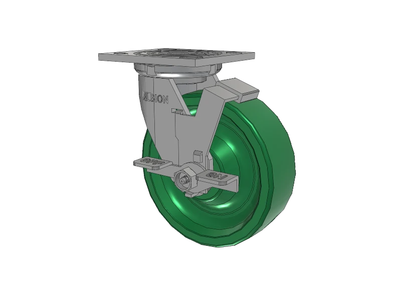 Albion Casters 6" x 2" USA-Made Side Locking Caster - Solid Polyurethane Wheel with 4" x 4-1/2" Top Plate - Heavy-Duty Performance for Industrial Use - Model 16XI06202SFBA Albion-Casters