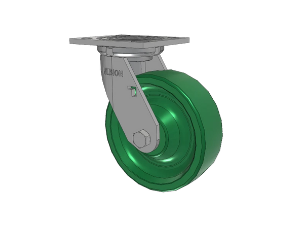 Albion Casters 6" x 2" Rigid Caster - USA-Made with Solid Polyurethane Wheel & 7.5" Height, 4" x 4-1/2" Top Plate - Model 16XI06202SHS60 Albion-Casters