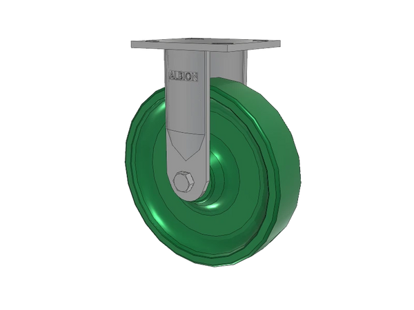 Albion Casters 8-inch Rigid Caster - Solid Polyurethane Wheel, USA-Made, Heavy-Duty, 4" x 4.5" Top Plate - Model 16XI08202R Albion-Casters