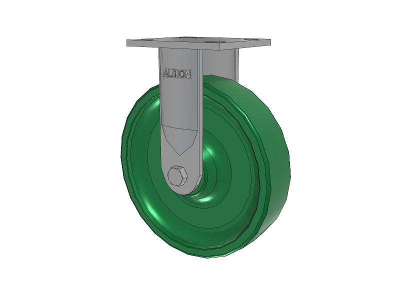 Albion Casters 8-inch Rigid Caster - Solid Polyurethane Wheel, USA-Made, Heavy-Duty, 4" x 4.5" Top Plate - Model 16XI08202R Albion-Casters