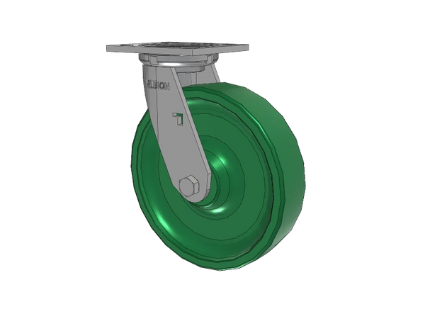8" x 2" USA-Made Swivel Caster with Solid Polyurethane Wheel & 4" x 4.5" Top Plate - Albion Casters 16XI08202S | Heavy-Duty, Smooth Mobility Albion-Casters