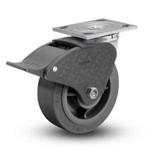 Albion Casters USA-Made 5" x 2" Total Lock Caster with Flat Performance-Rubber Wheel - 375lb Capacity - Model 16XS05201ST Albion-Casters