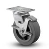 Albion Casters 5" x 2" USA-Made Side Locking Performance-Rubber Ball Bearing Wheel Caster - 375 lb Capacity, 6.5" Mount Height, 4" x 4-1/2" Top Plate Albion-Casters