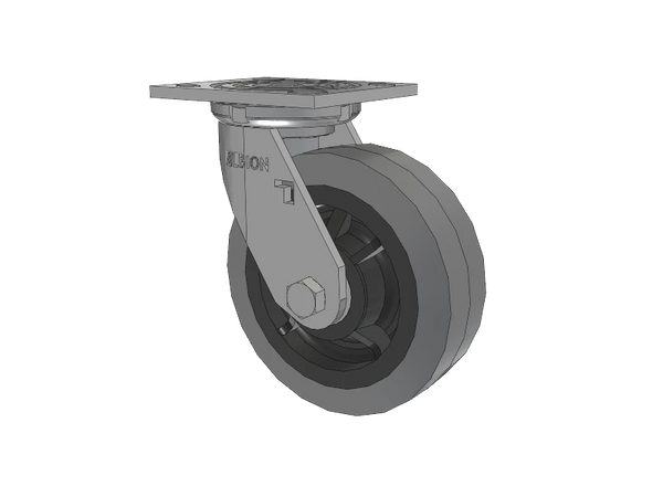 Albion Casters 6" x 2" USA-Made Swivel Rubber Ball Bearing Caster with 4" x 4-1/2" Top Plate - High Performance, Durable Caster for Industrial & Commercial Use Albion-Casters