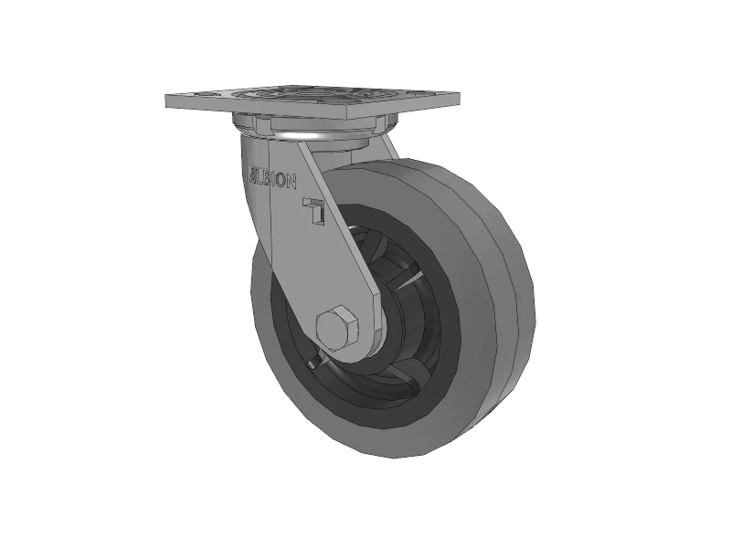 Albion Casters 6" x 2" USA-Made Swivel Rubber Ball Bearing Caster with 4" x 4-1/2" Top Plate - High Performance, Durable Caster for Industrial & Commercial Use Albion-Casters