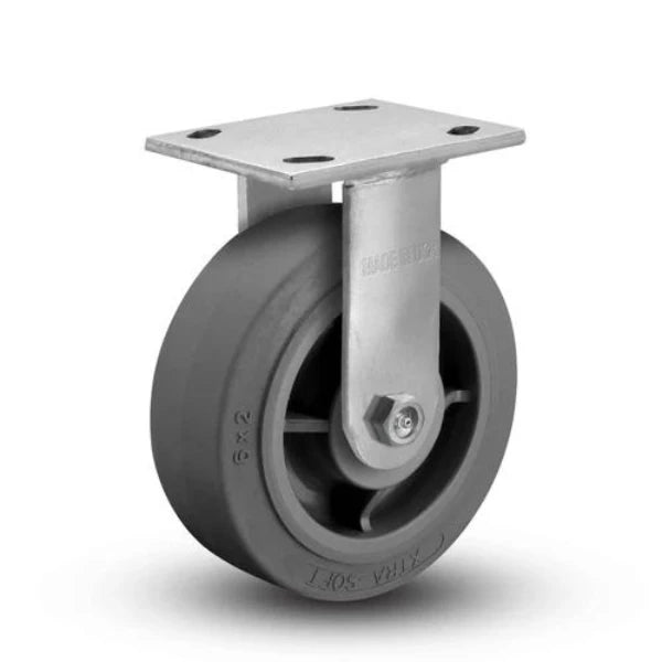 Albion Casters 8" x 2" USA-Made Rigid Caster with Flat Performance-Rubber Wheel - High Load Capacity 675 lbs - Durable and Versatile for Various Applications Albion-Casters