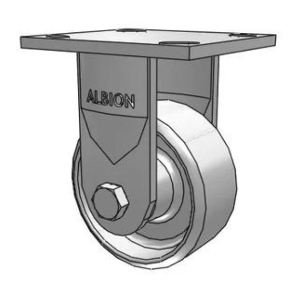 Value Kingpinless 4"x2" Cast Iron Wheel Rigid Caster with 4"x4.5" Plate, 1000 lb Load Capacity Albion-Casters