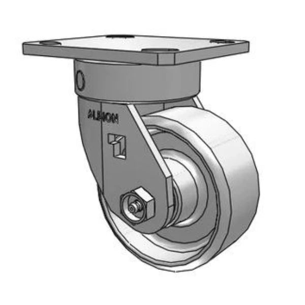 Value Kingpinless 4"x2" Cast Iron Wheel Caster with 4"x4.5" Plate, 1000 lb Load Capacity Albion-Casters