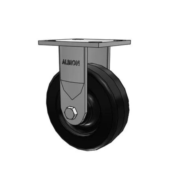 Albion Casters Kingpinless 6" x 2" Rigid Caster with Phenolic Wheel - 1200 lb Capacity, 4" x 4.5" Plate, USA-Made - Model 170TM06201R Albion-Casters