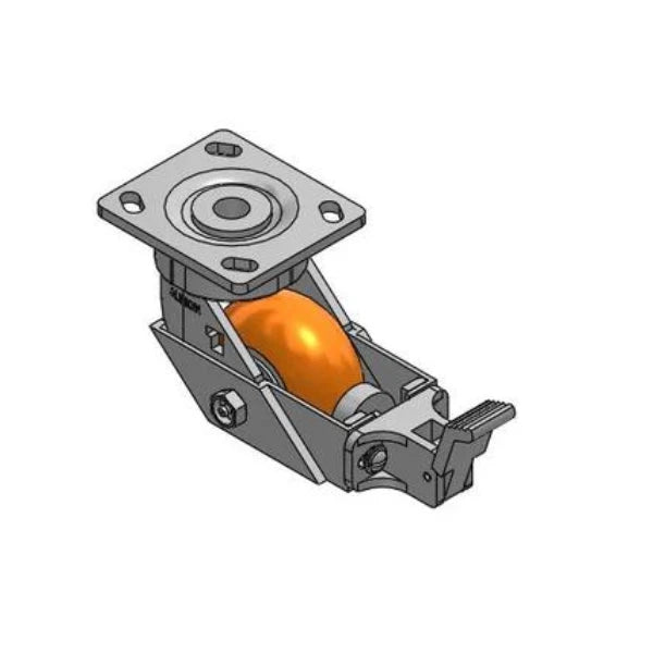 Albion Casters 4" x 2" Maintenance-Free  - MAX Efficiency Orange Caster with Face Brake and 4" x 4.5" Plate - Swivel Caster with 800 lb Capacity - Model 18AN04228SFBB Albion-Casters
