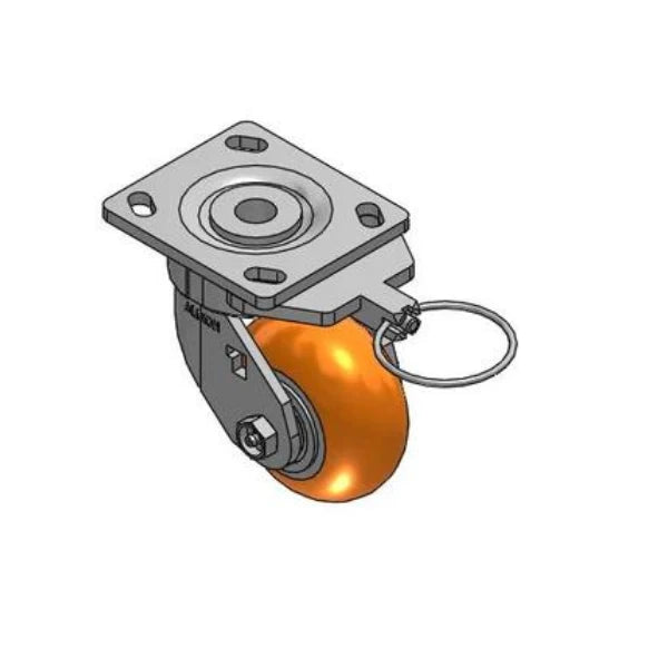 Albion Casters 4" x 2" Maintenance-Free Swivel Caster with MAX Efficiency Orange Wheel, 4" x 4.5" Plate, and Swivel Lock – 800 lb Load Capacity – 18AN04228SL Albion-Casters