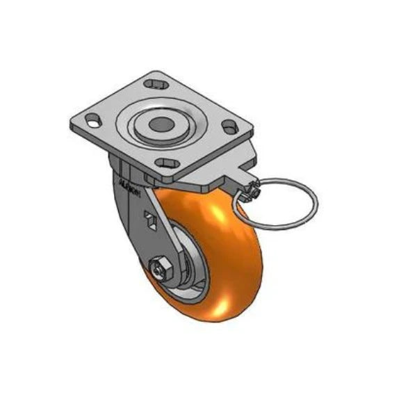Albion Casters 5" x 2" MAX Efficiency Orange Caster with Swivel Lock | Maintenance-Free Floor Protective Caster - 1000 lb Capacity - 4" x 4.5" Plate - 18AN05228SL Albion-Casters