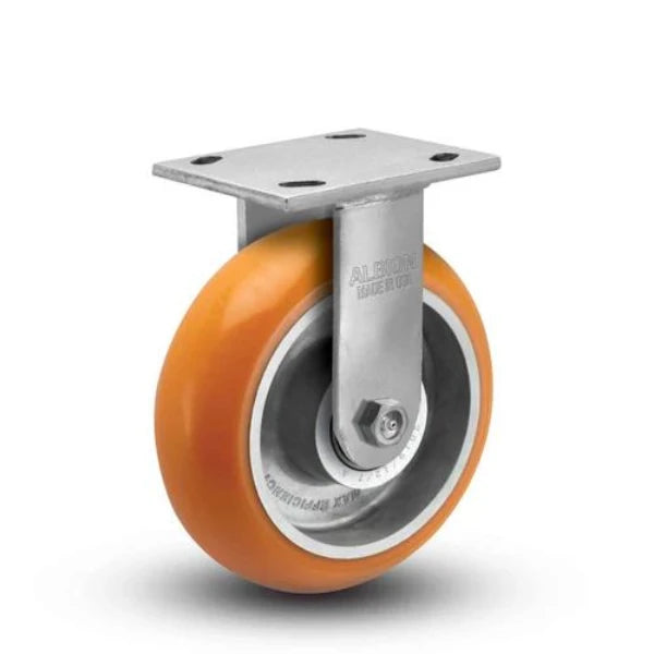 Albion Casters 6" x 2" Rigid Caster - Floor-Protective, Maintenance-Free with MAX Efficiency Orange Wheel - Model 18AN06228R Albion-Casters