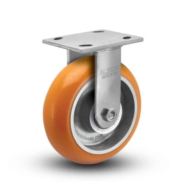 Albion Casters 8" x 2" Floor Protective - Rigid Caster - Maintenance-Free Caster with MAX-Efficiency Orange Wheel - High Load Capacity 1250 lb - SKU 18AN08228R Albion-Casters