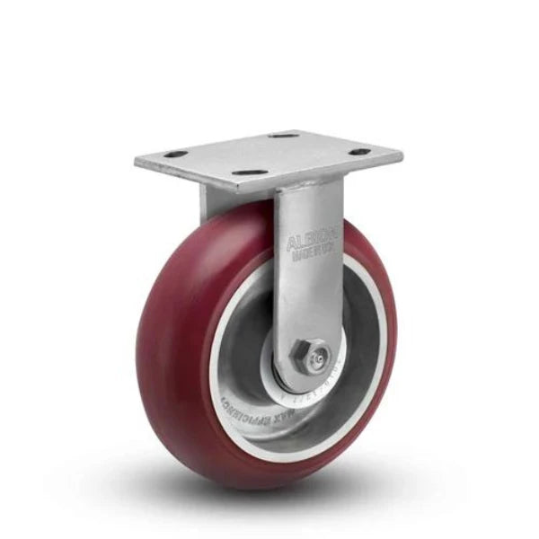 Albion Casters 4" x 2" Maintenance Free Rigid Caster - MAX Efficiency Maroon Wheel - 800 lb Load Capacity - Durable Floor Protective Caster - SKU 18AX04228R Albion-Casters
