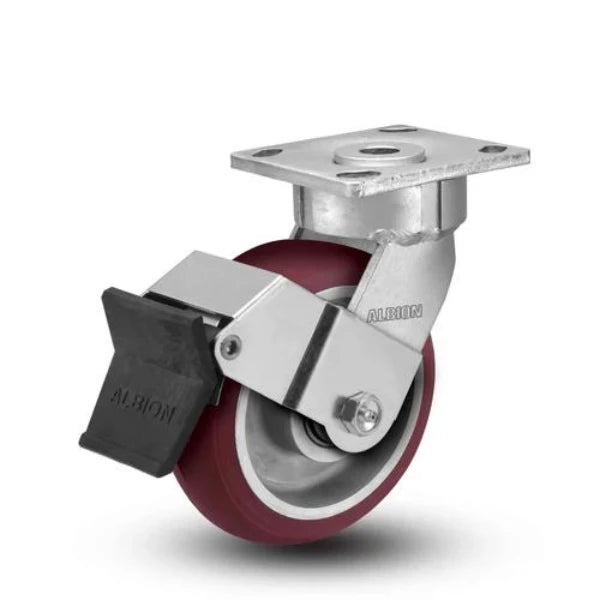 Albion Casters 4" x 2" Floor Protective Caster - Maintenance Free Top with MAX Efficiency Maroon Wheel, 800 lb Load Capacity, USA-Made - 18AX04228SFBE Albion-Casters