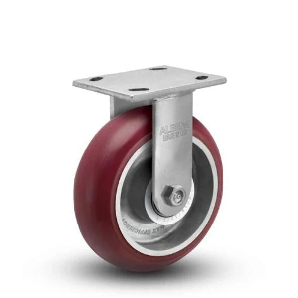 Albion Casters 5" x 2" Maintenance-Free Rigid Caster with MAX Efficiency Maroon Wheel – 1000 lb Load Capacity – USA Made – Model 18AX05228R Albion-Casters