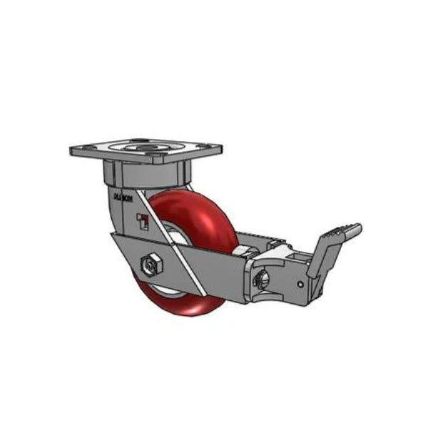 Albion Casters 5" x 2" Maintenance-Free Swivel Caster with MAX Efficiency Maroon Wheel and 4" x 4.5" Plate - 1000 lb Capacity, Made in USA Albion-Casters