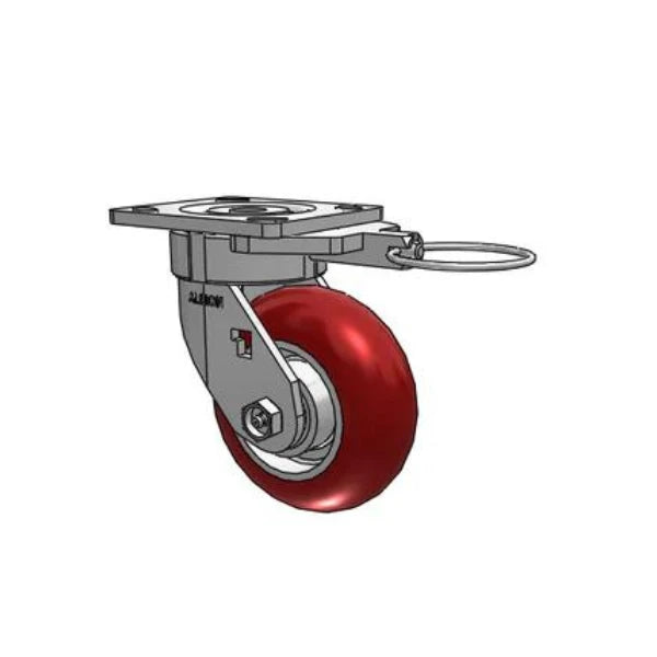 Albion Casters 5" x 2" Maintenance-Free Swivel Caster with Swivel Lock | MAX Efficiency Maroon Wheel | 4" x 4.5" Plate | 1000 lb Capacity Albion-Casters